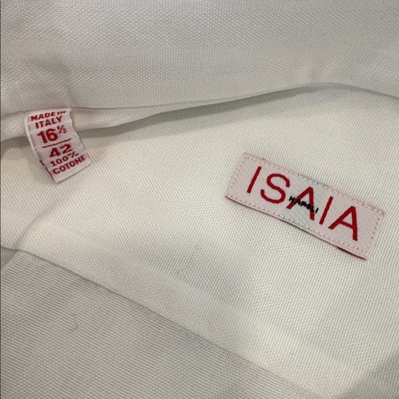 ISAIA Men's Crisp White Dress Shirt 16.5 - Picture 6 of 9